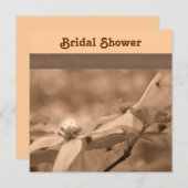 Sepia Dogwood Flowers Invitation à la douche nupti (Devant / Derrière)