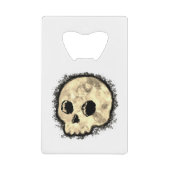 Sepia Dotted Halftone Skull Watercolor Kredietkaart Flessenopener (Voorkant)