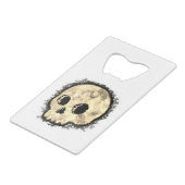 Sepia Dotted Halftone Skull Watercolor Kredietkaart Flessenopener (Voorkant Gekanteld)