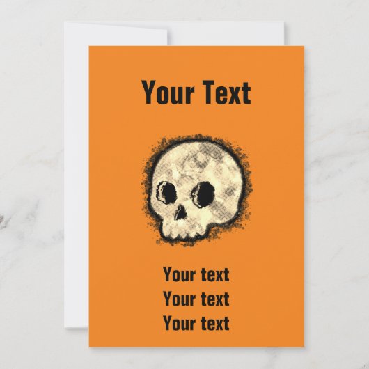 Sepia Dotted Halftone Skull Waterverf Halloween Kaart (Voorkant)