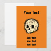 Sepia Dotted Halftone Skull Waterverf Halloween Kaart (Voorkant / Achterkant)