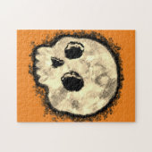 Sepia Dotted Halftone Skull Waterverf Legpuzzel (Horizontaal)