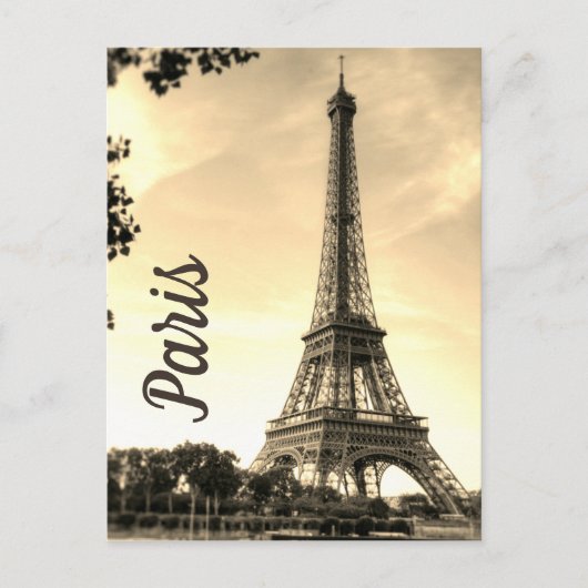 Sepia Eiffel Tower Paris Europe Foto Briefkaart (Voorkant)