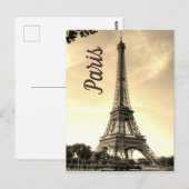 Sepia Eiffel Tower Paris Europe Foto Briefkaart (Voorkant / Achterkant)