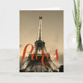 Sepia Eiffel Tower Paris Frankrijk Kaart (Voorkant)