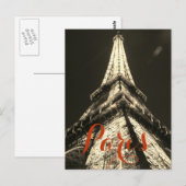 Sepia Eiffeltoren Parijs Frankrijk Stijlvolle klas Briefkaart (Voorkant / Achterkant)