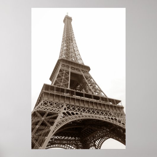 Sepia Eiffeltoren Parijs Romance Stad Poster (Voorkant)