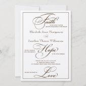 Sepia Faith Hope Love Script Faire-part de mariage (Devant)