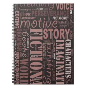 Sepia Fiction Writer's Word Art-laptop Notitieboek