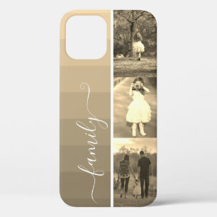 Sepia Filter Fotocollage Familie Foto's Sjabloon iPhone 12 Hoesje