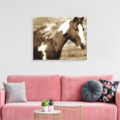 Sepia Flashy Mare Canvas Afdruk (Insitu (Woonkamer))