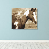 Sepia Flashy Mare Canvas Afdruk (Insitu (Houten vloer))