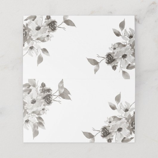Sepia Floral Folded Place Card (Buitenkant ongevouwen)