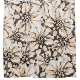 Sepia Floral Pattern Douchegordijn