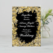 Sepia Flower Boarder sur Faire-part de mariage noi (Debout devant)