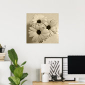 Sepia Flowers Poster (Thuiskantoor)