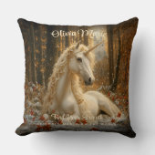 Sepia Forest Unicorn Castle Sprookje Kussen (Voorkant)