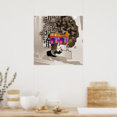 Sepia Geld Op Haar Geest In Regenboog Bril Poster (Keuken)