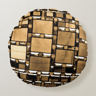 Sepia Geometric Mirror Patroon Rond Kussen