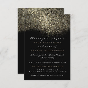 Sepia Gold Sparkly Glitter Black Invitation Kaart