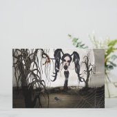 Sepia Gothic Girl Briefpapier (Staand voorkant)