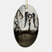 Sepia Gothic Girl Keramisch Ornament (Rechts)