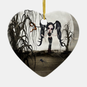 Sepia Gothic Girl Keramisch Ornament