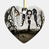 Sepia Gothic Girl Keramisch Ornament (Achterkant)