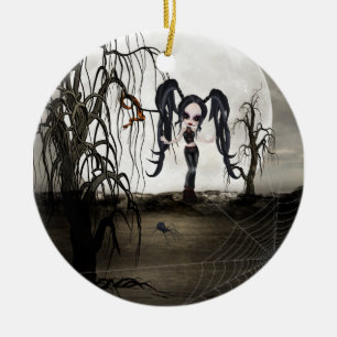 Sepia Gothic Girl Keramisch Ornament