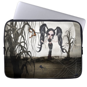 Sepia Gothic Girl Laptop Sleeve