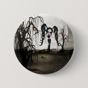 Sepia Gothic Girl Ronde Button 5,7 Cm