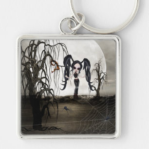 Sepia Gothic Girl Sleutelhanger