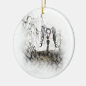 Sepia Gothic Girl Vignette Keramisch Ornament (Links)