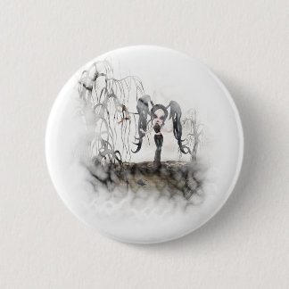 Sepia Gothic Girl Vignette Ronde Button 5,7 Cm