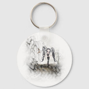 Sepia Gothic Girl Vignette Sleutelhanger