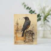 Sepia Gothic Raven Briefkaart (Staand voorkant)