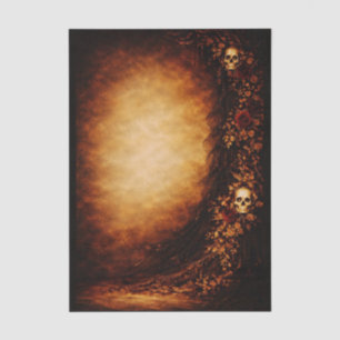 Sepia Gotische Schedel Roos Achtergrond FJ4R Decou Tissuepapier
