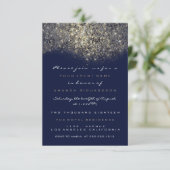 Sepia Goud Glitterend Glitter Blauw Marine Uitnodi Kaart (Staand voorkant)