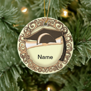 Sepia Graduation Cap Keramisch Ornament
