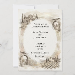 Sepia Highland Boog Huwelijksuitnodiging Kaart
