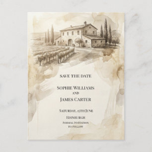 Sepia Highland Estate Save The Date Ansichtkaart Briefkaart