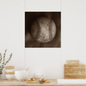  Sepia Honkbal Poster (Keuken)