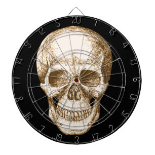 Sepia Human skull Dartbord