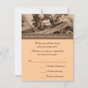 Sepia Indian Corn Basket Wedding Response RSVP Kaartje