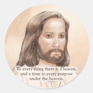 Sepia Jesus Art Bijbelcitaat - ecclesiasta 3:1 Ronde Sticker