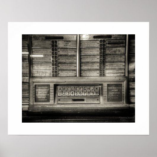 Sepia Jukebox Poster Print (Voorkant)