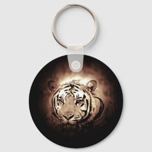 Sepia Kleur Tijger Wild Big Cat Sleutelhanger