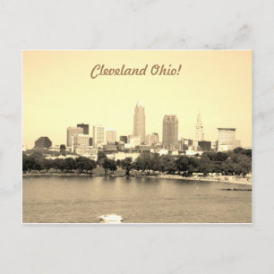 Sepia Lake Skyline Cleveland OH Briefkaart