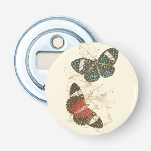 Sepia Leaves met kleurrijke Butterflies Button Flesopener