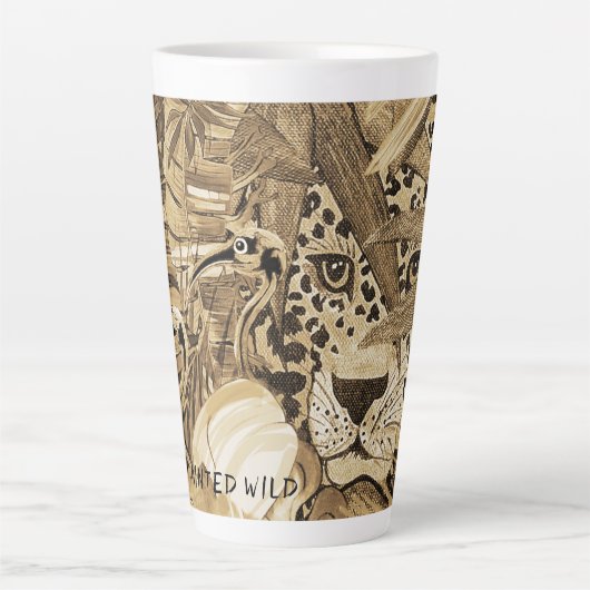 Sepia Leopard Latte Mok (Voorkant)